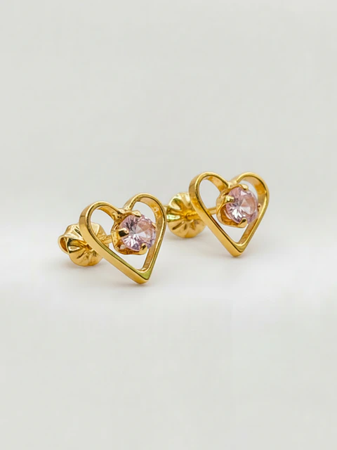 Aros Corazón de Rosa de Francia Grande Oro 18k