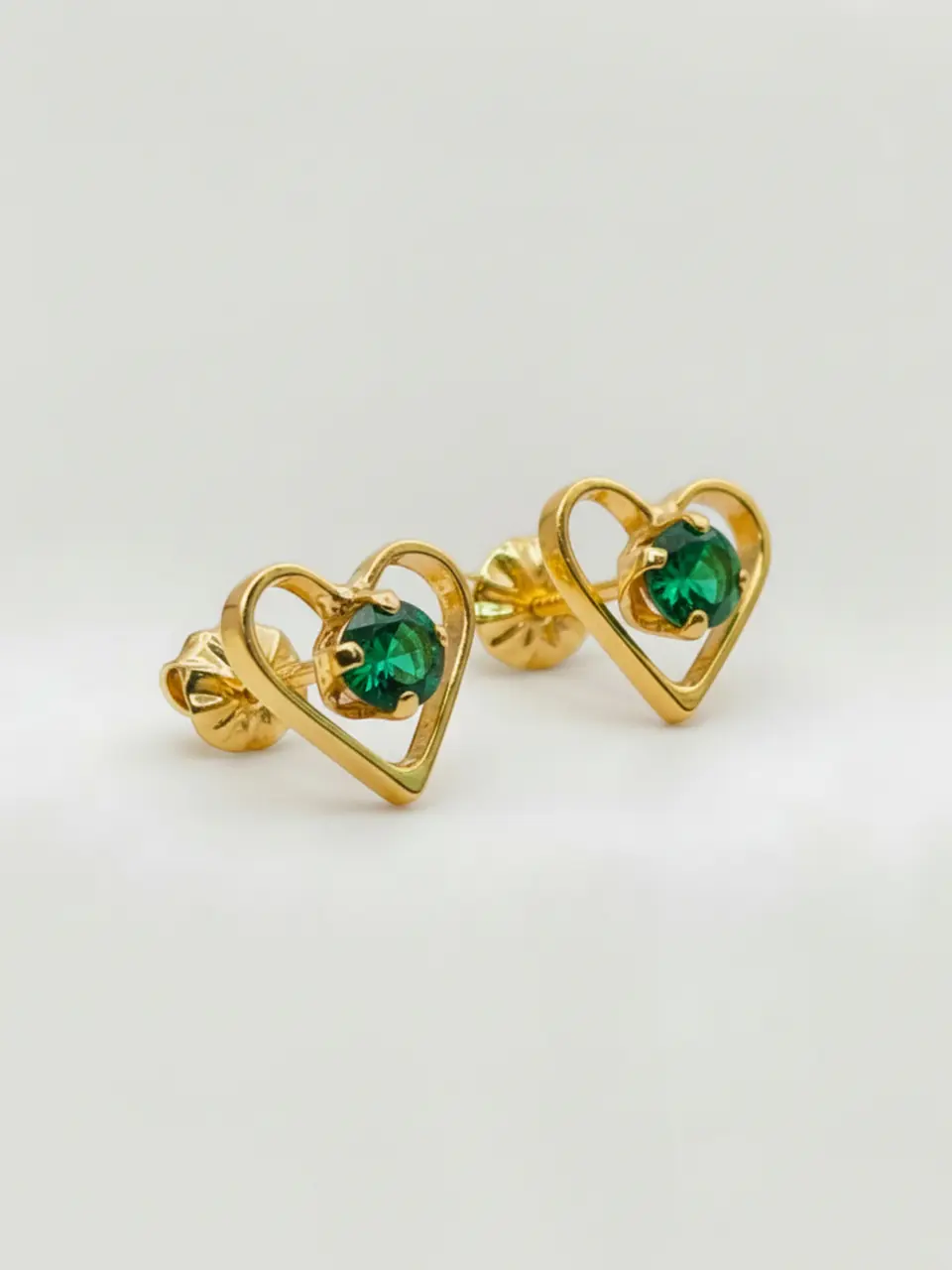 Aros Corazón de Esmeralda Grande Oro 18k 5
