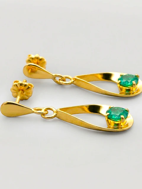 Aros Gota Jardín de Esmeralda Colgante Oro 18k