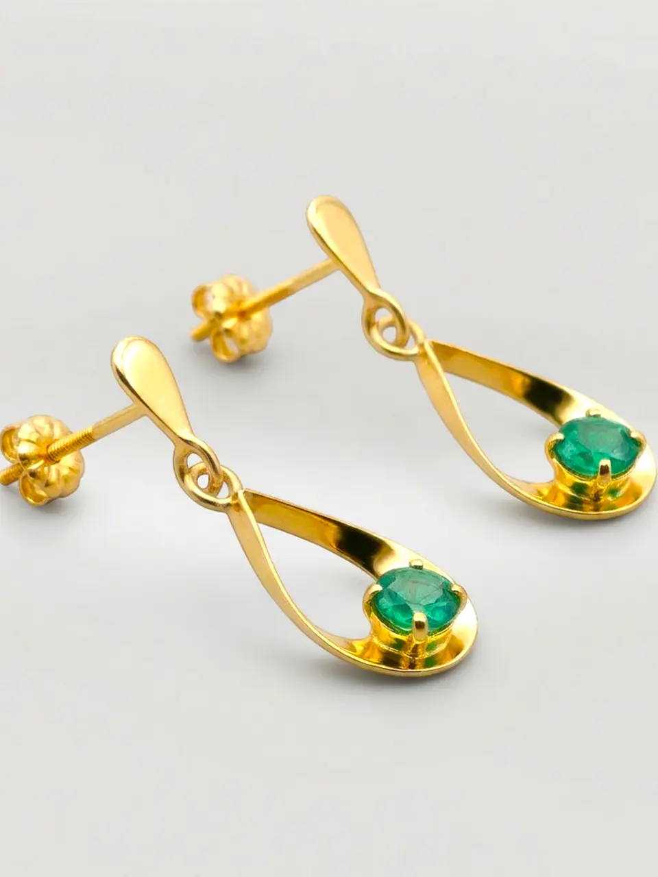 Aros Gota Jardín de Esmeralda Colgante Oro 18k 5