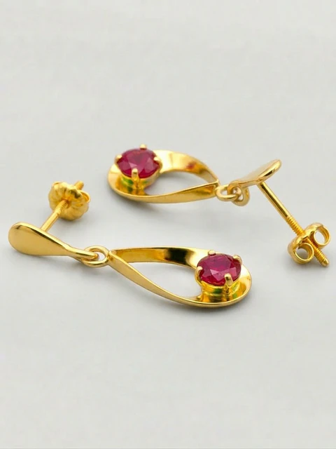Aros Gota Pasión de Rubí Colgante Oro 18k