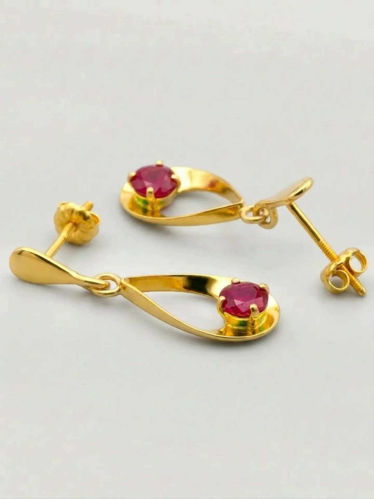 Aros Gota Pasión de Rubí Colgante Oro 18k 2