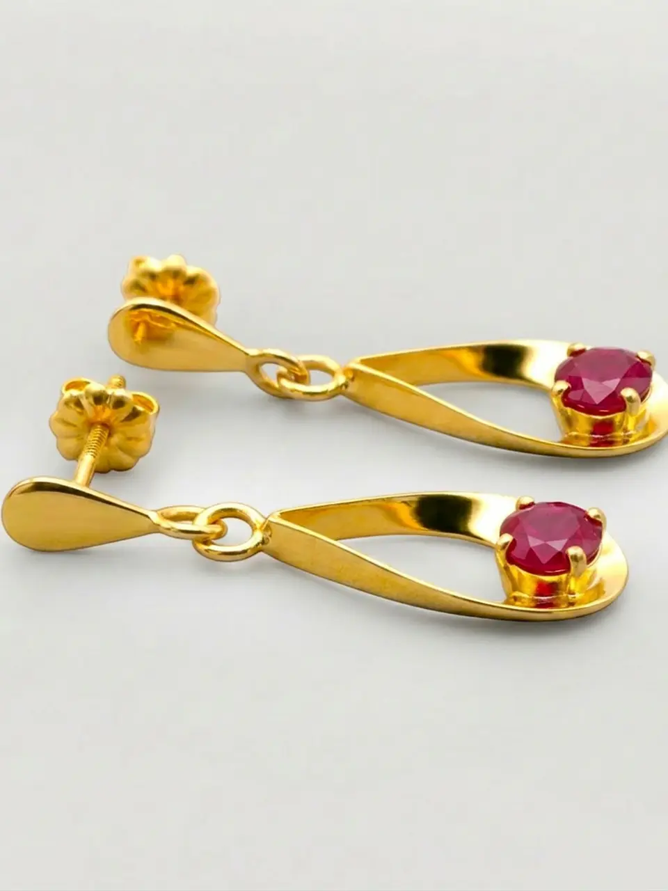 Aros Gota Pasión de Rubí Colgante Oro 18k 4