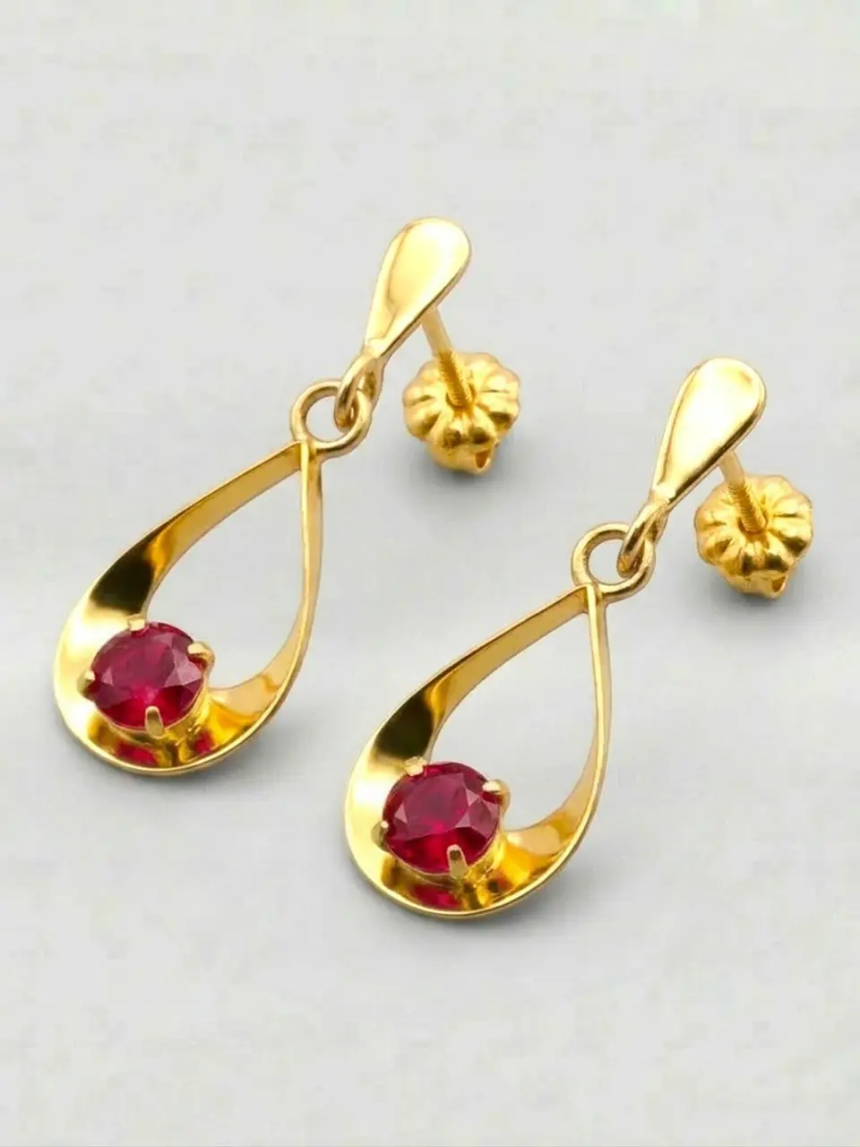 Aros Gota Pasión de Rubí Colgante Oro 18k 5