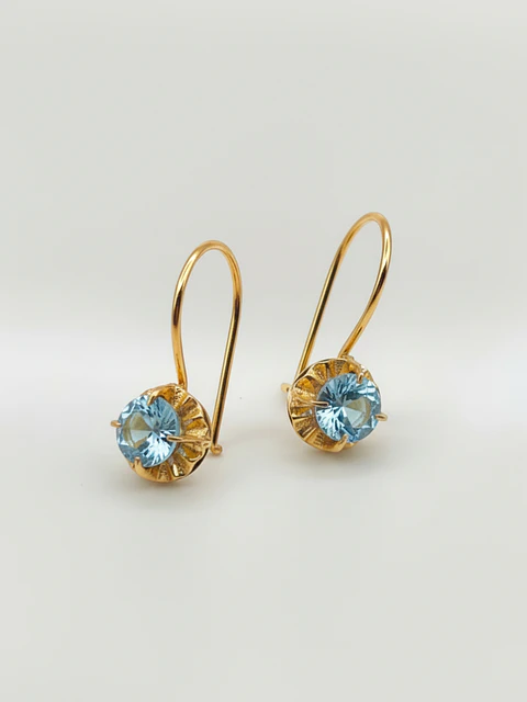 Aros Chatón Mar de Cristal Aguamarina Oro 18k