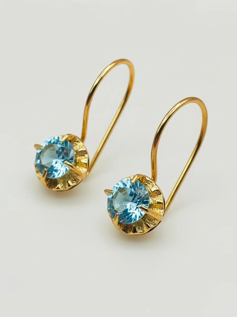 Aros Chatón Mar de Cristal Aguamarina Oro 18k 3