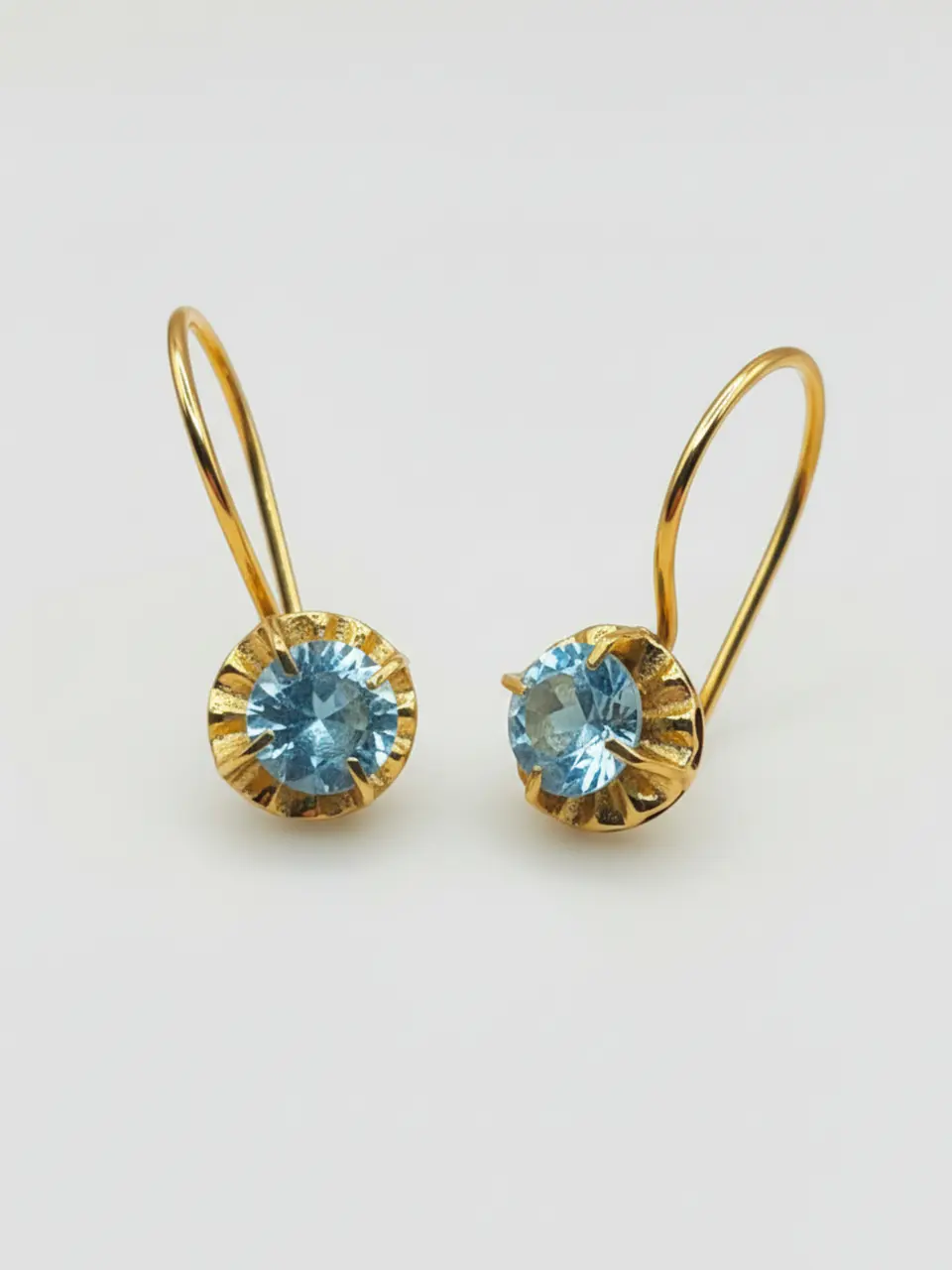 Aros Chatón Mar de Cristal Aguamarina Oro 18k 4