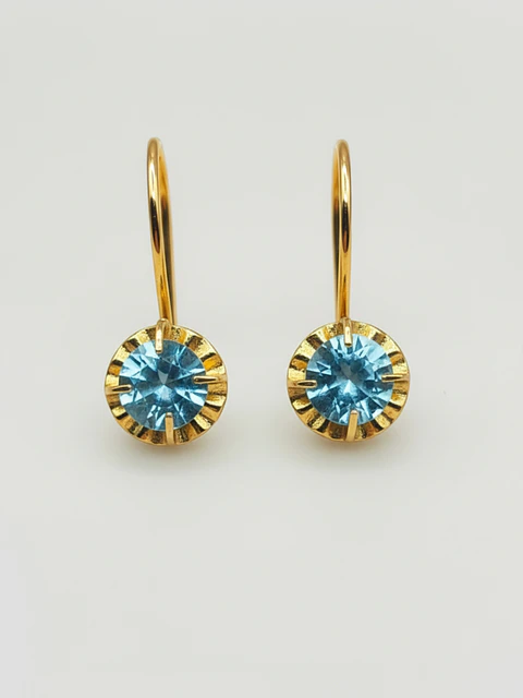 Aros Chatón Mar de Cristal Aguamarina Oro 18k