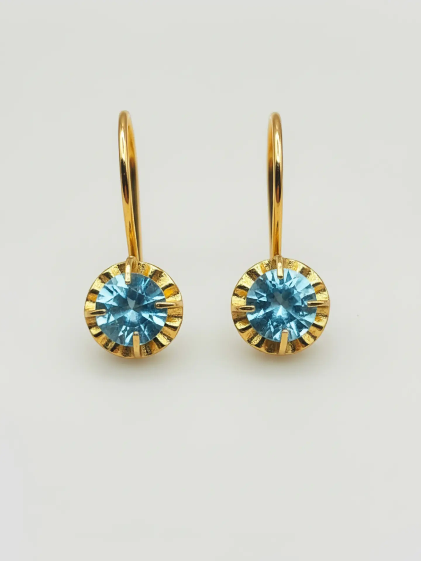 Aros Chatón Mar de Cristal Aguamarina Oro 18k 1