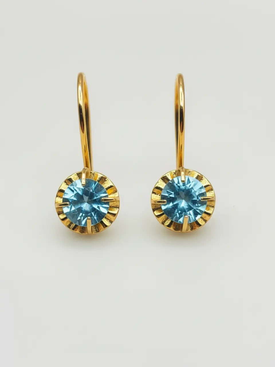 Aros Chatón Mar de Cristal Aguamarina Oro 18k 1