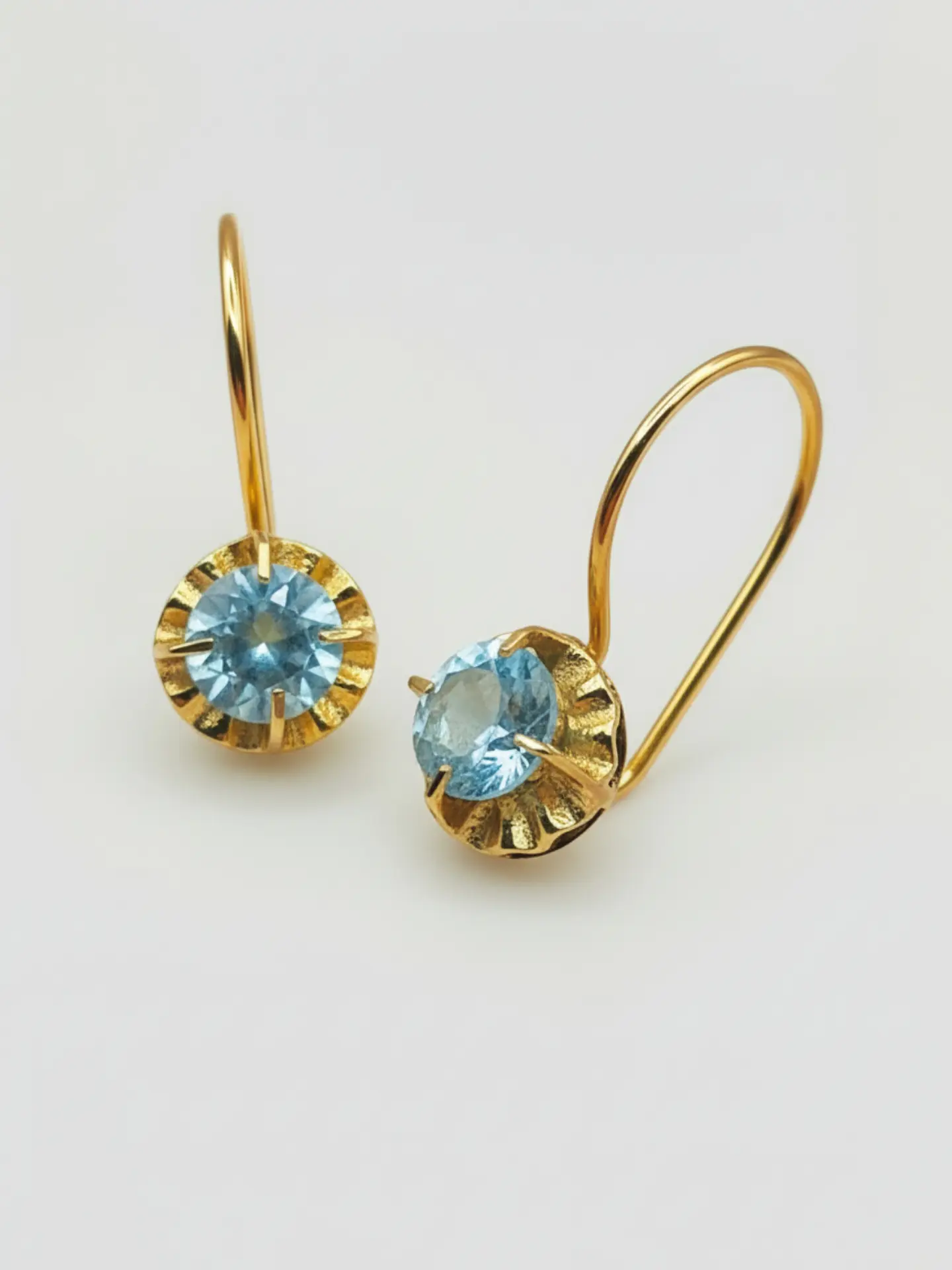 Aros Chatón Mar de Cristal Aguamarina Oro 18k 5