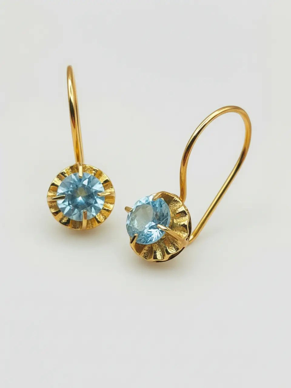 Aros Chatón Mar de Cristal Aguamarina Oro 18k 5