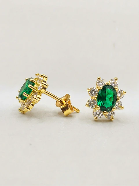 Aros Lady Jardín de Esmeralda y Circones Oro 18k