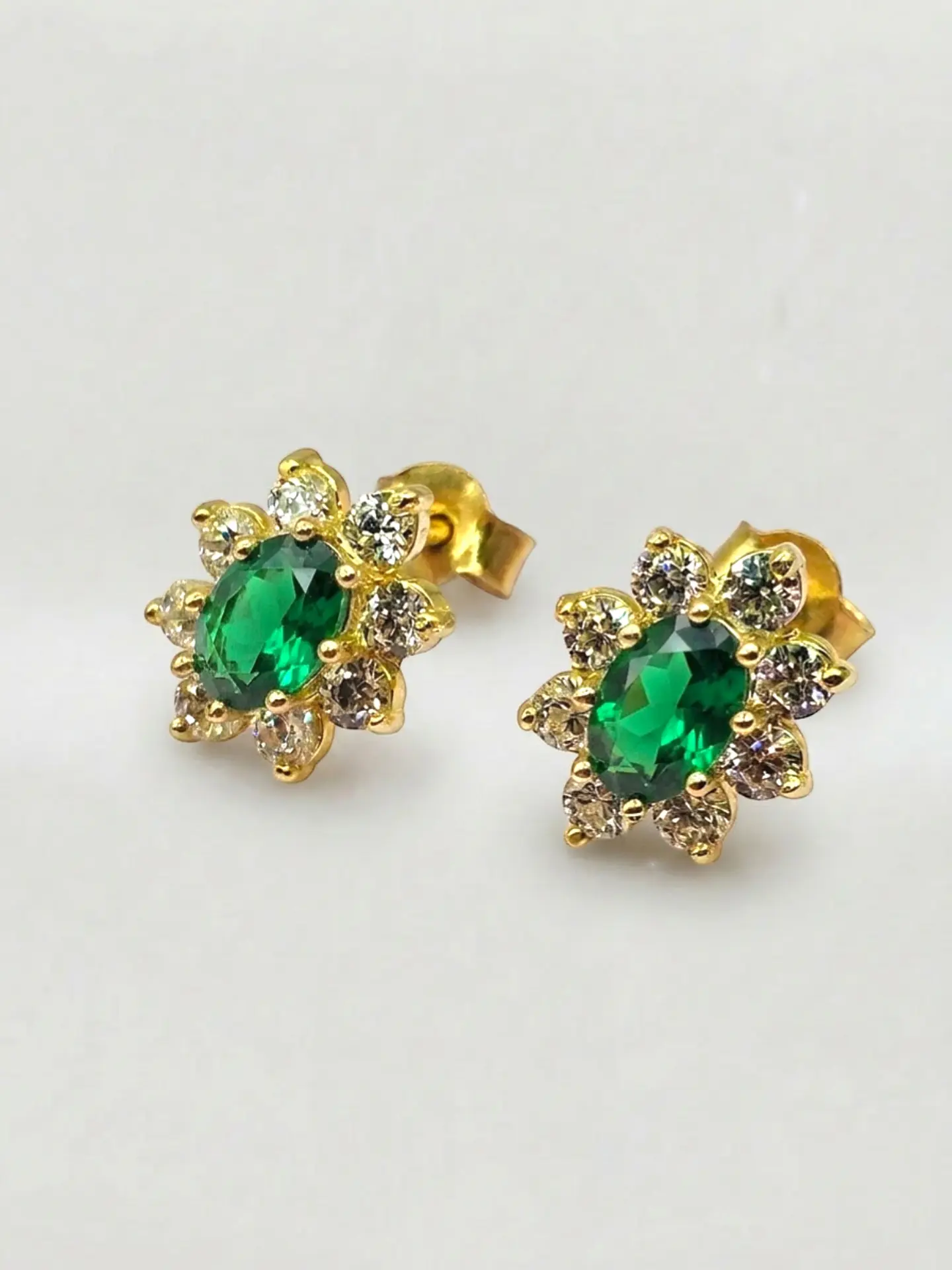 Aros Lady Jardín de Esmeralda y Circones Oro 18k 4