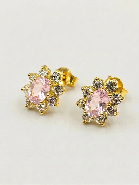 Aros Lady Rosa de Francia y Circones Oro 18k