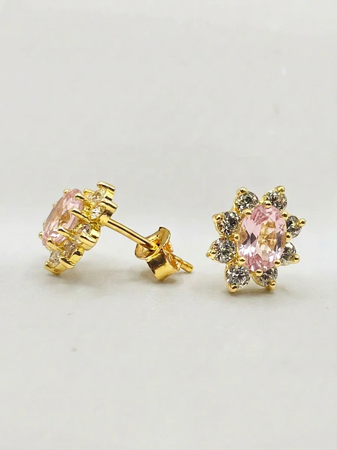 Aros Lady Rosa de Francia y Circones Oro 18k