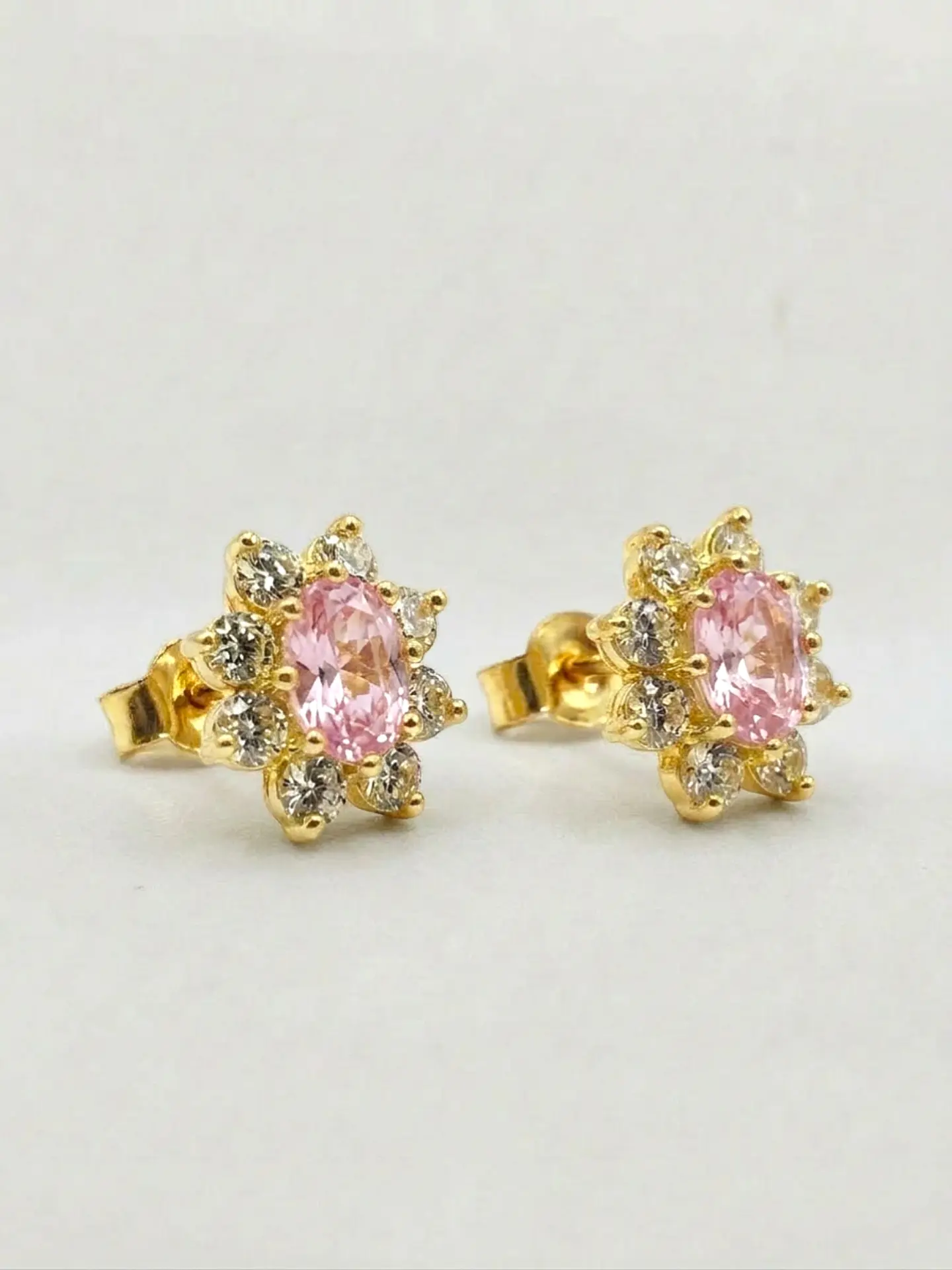 Aros Lady Rosa de Francia y Circones Oro 18k 6