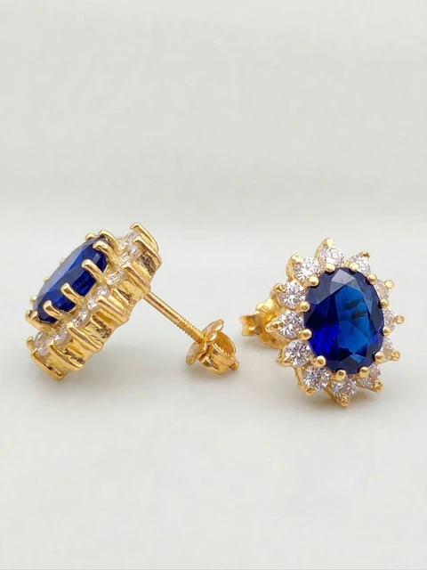 Aros Reina Zafiro Real y Circones Oro 18k
