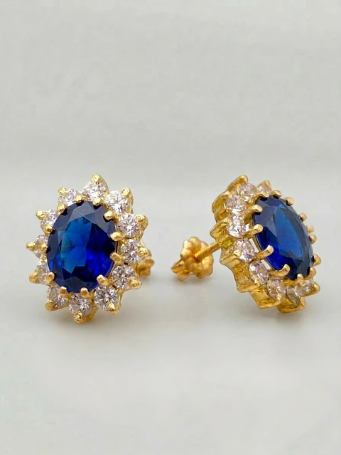 Aros Reina Zafiro Real y Circones Oro 18k