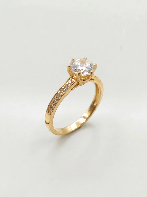 Anillo Solitario Cintillo de Gala Circón Oro 18k