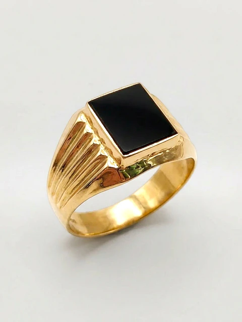 Anillo Sello de Autoridad con Ónix Oro 18k