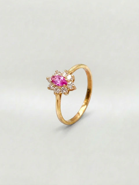 Anillo Lady Sofisticada Rosa de Francia Oro 18k