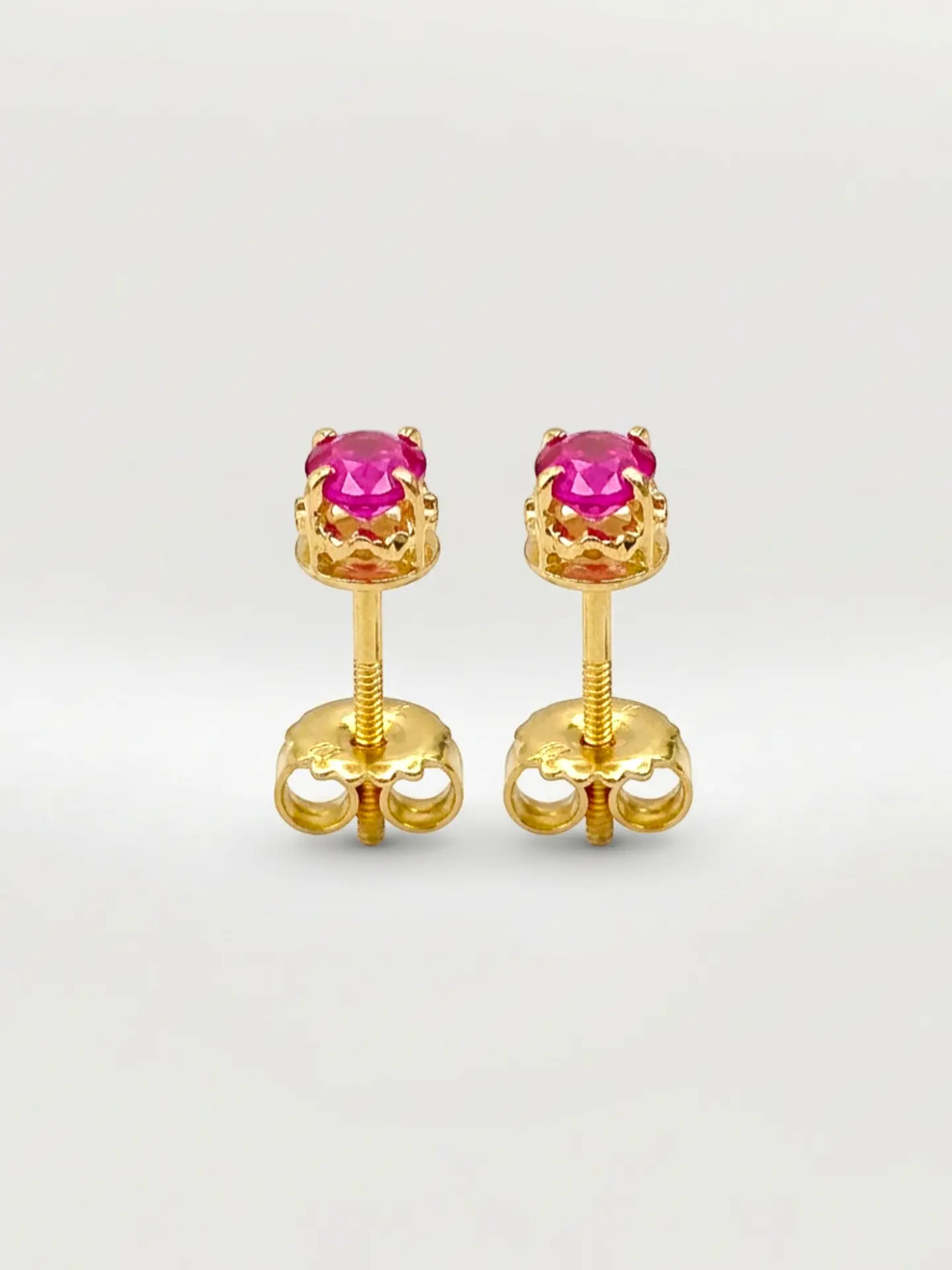 Aros Chatón Mi Primer Rubí Mediano Oro 18k 1