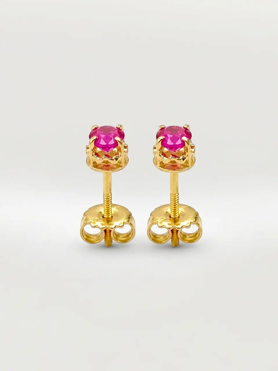 Aros Chatón Mi Primer Rubí Mediano Oro 18k 1