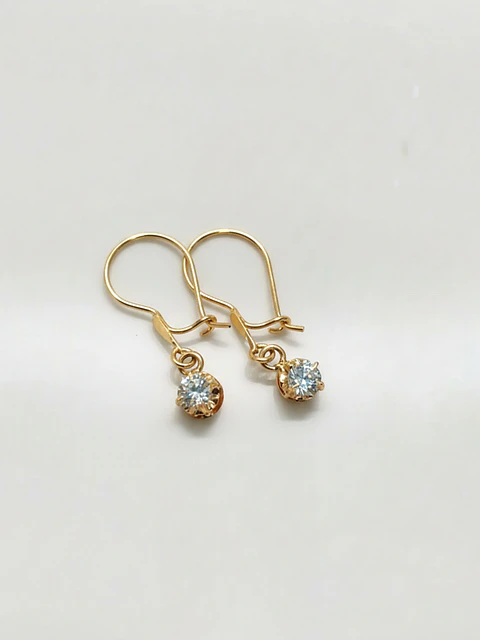 Aros Chatón Danza de Brillo Circón Colgante Oro 18k