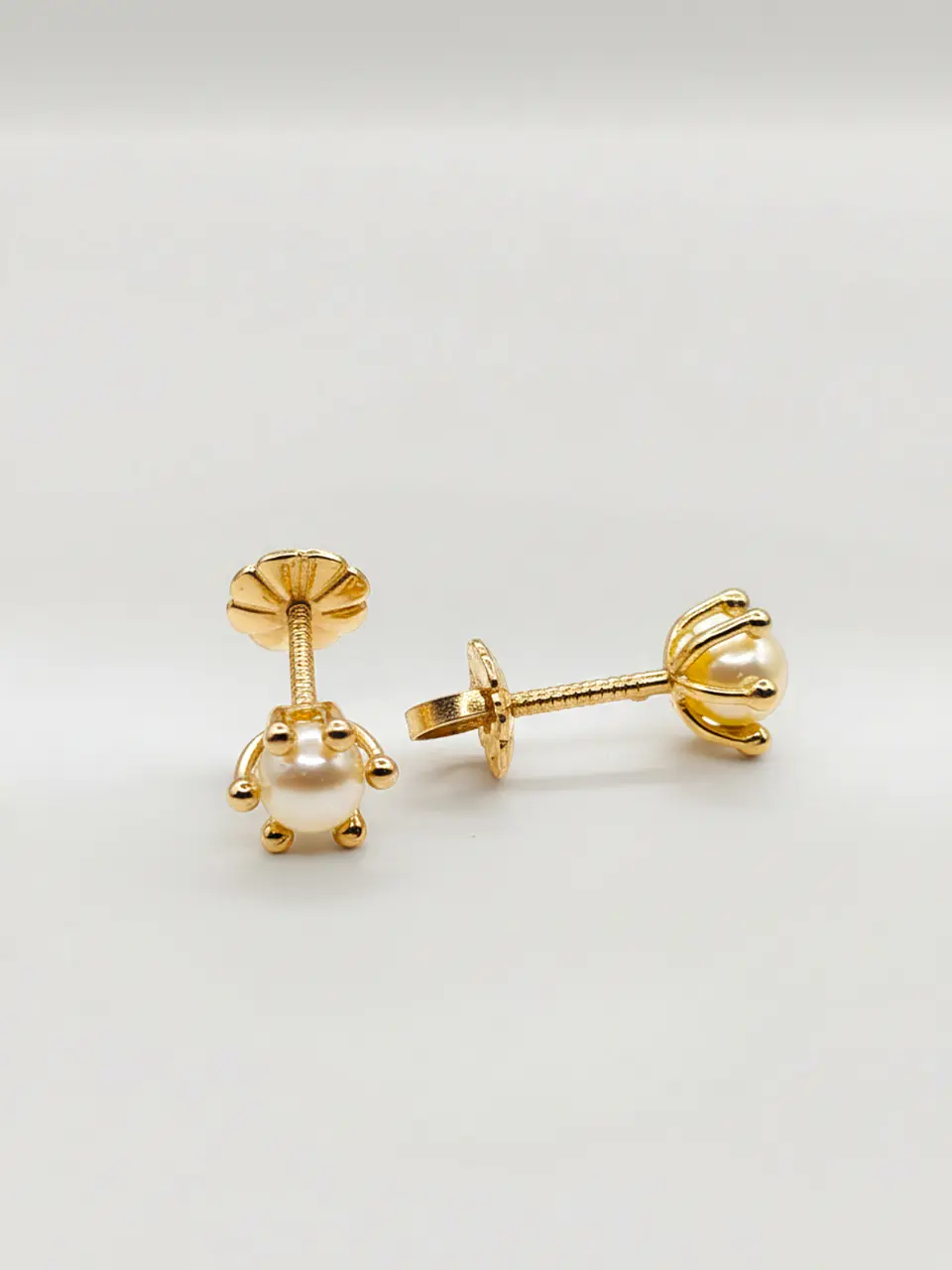 Aros Pistilo Perla Cultivada Mediano Oro 18k 1