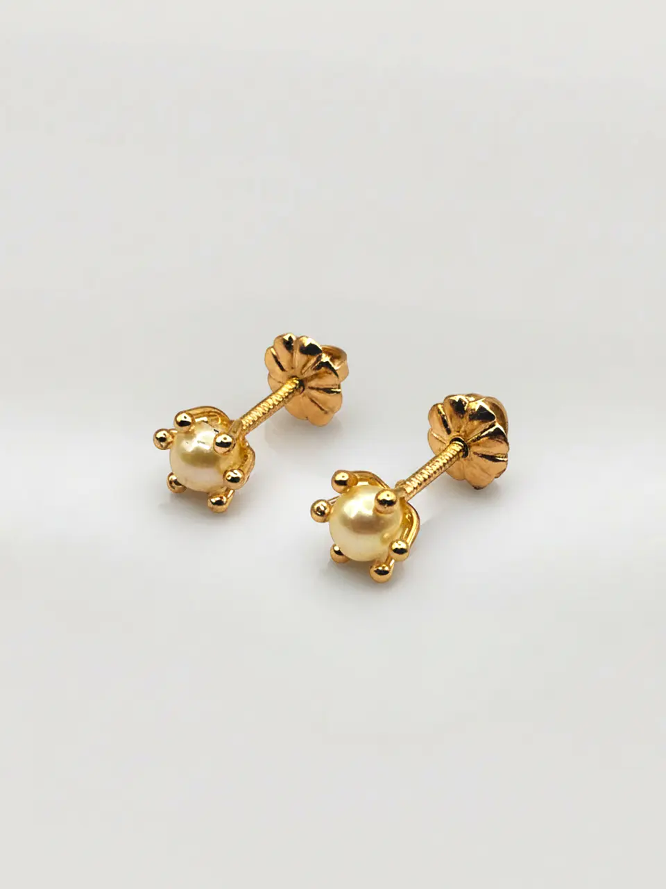 Aros Pistilo Perla Cultivada Mediano Oro 18k 5