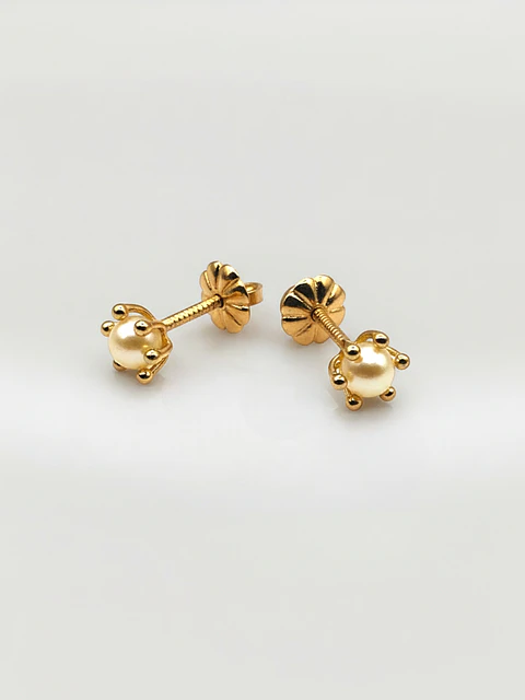 Aros Pistilo Perla Cultivada Mediano Oro 18k