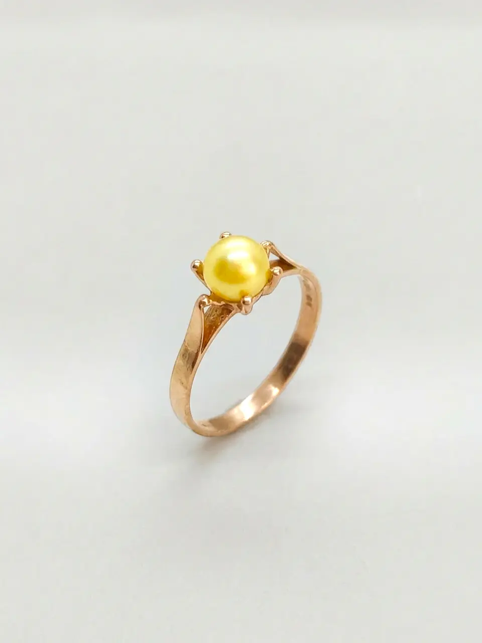 Anillo Pistilo Perla Cultivada Natural Mediano Oro 18k 1