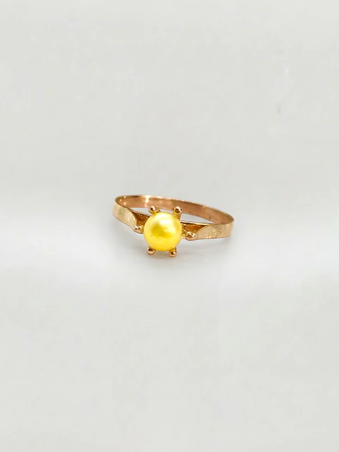 Anillo Pistilo Perla Cultivada Natural Mediano Oro 18k