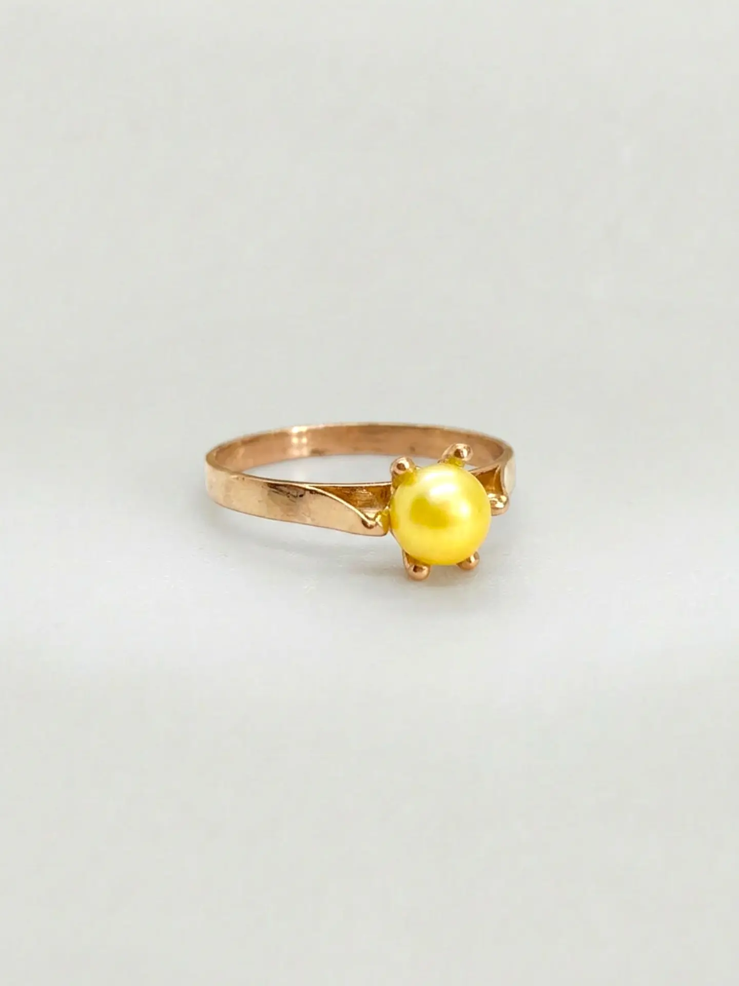 Anillo Pistilo Perla Cultivada Natural Mediano Oro 18k 3