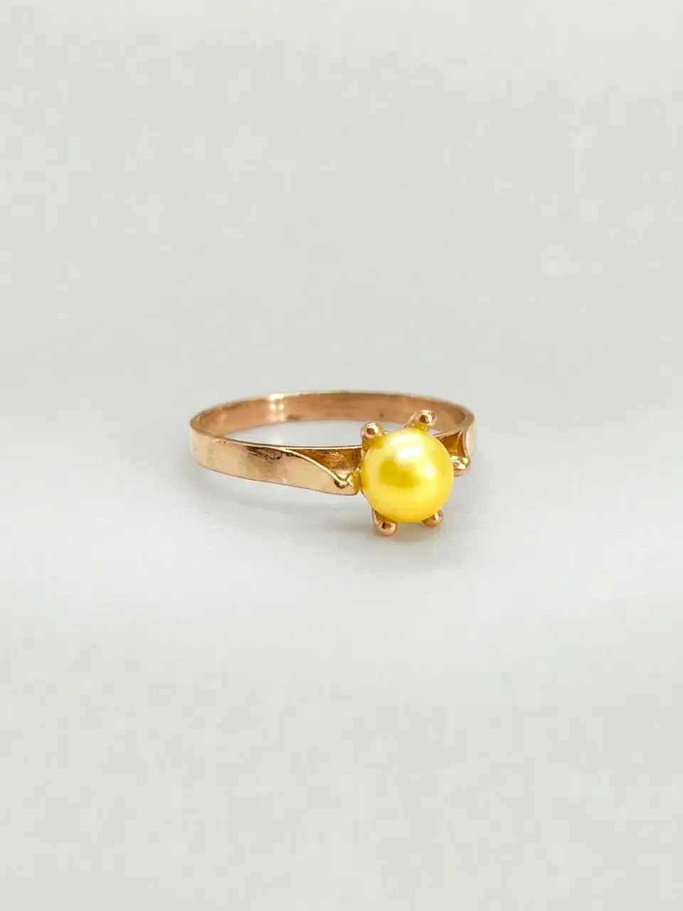 Anillo Pistilo Perla Cultivada Natural Mediano Oro 18k 3