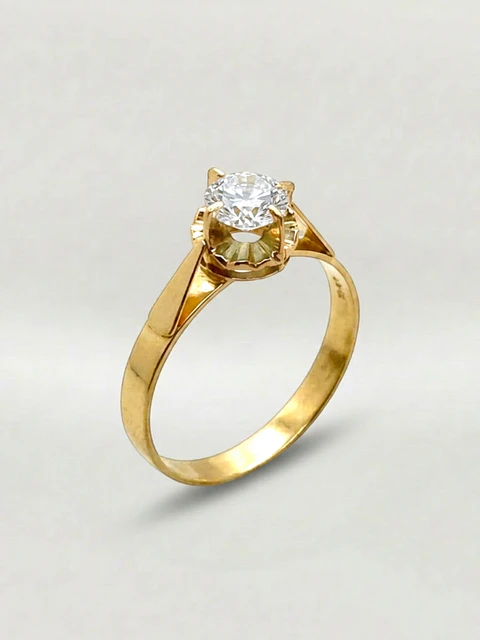 Anillo Chatón Círculo de Brillo Circón Oro 18k