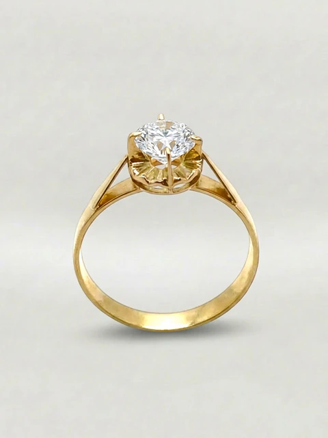 Anillo Chatón Círculo de Brillo Circón Oro 18k