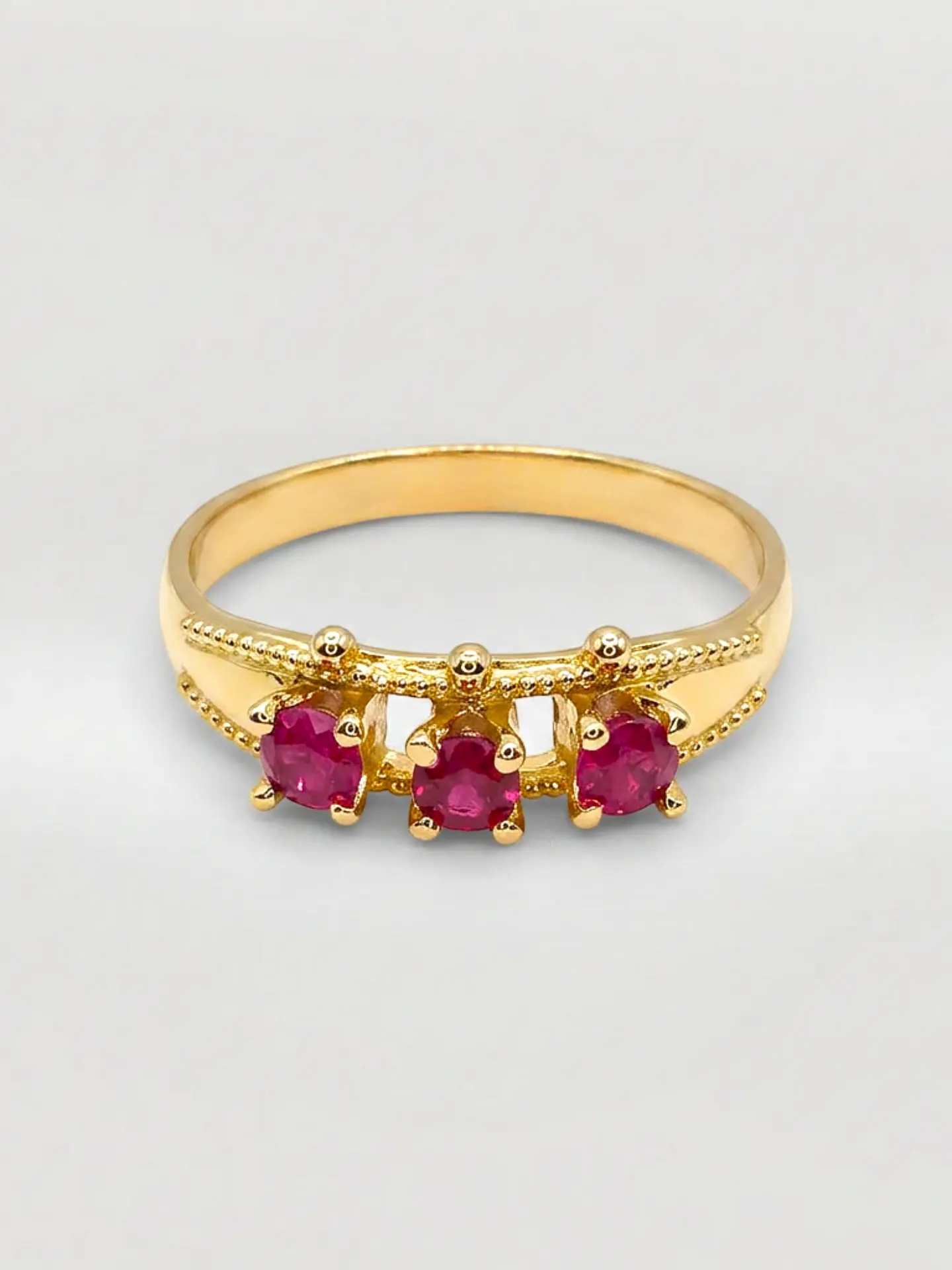 Anillo Trilogía Rubí de Sangre Oro 18k 1