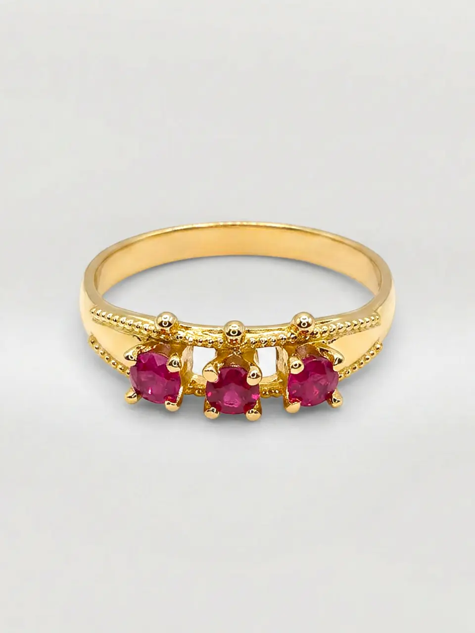 Anillo Trilogía Rubí de Sangre Oro 18k 1
