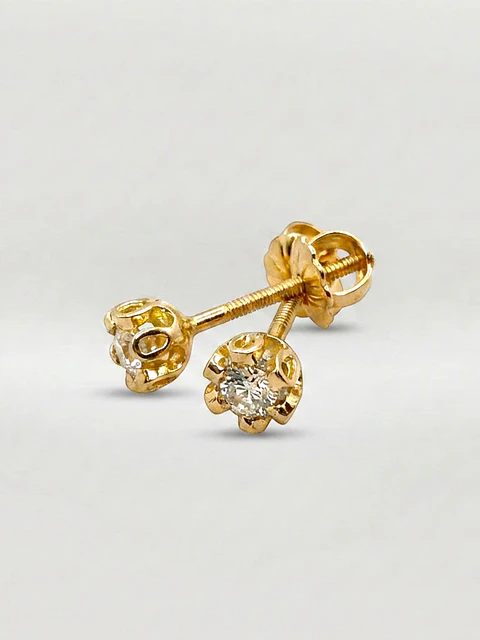 Aros Cuello de Gala con Circón Mediano Oro 18k