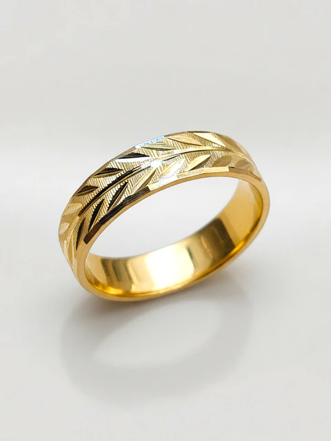 Argolla Individual Tallado Espiga 6 mm Oro 18k