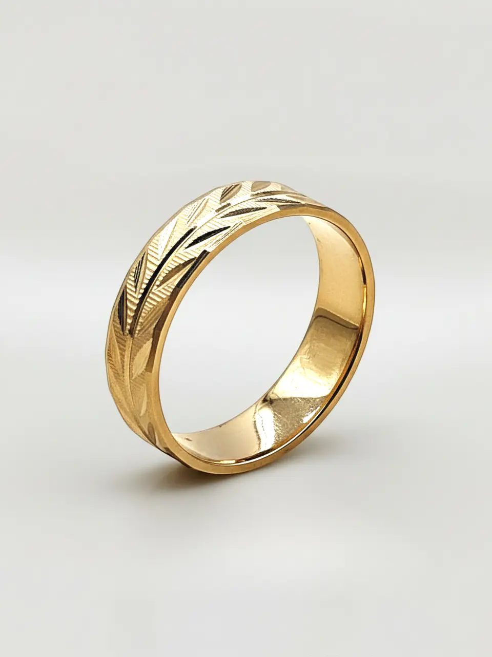 Argolla Individual Tallado Espiga 6 mm Oro 18k 4