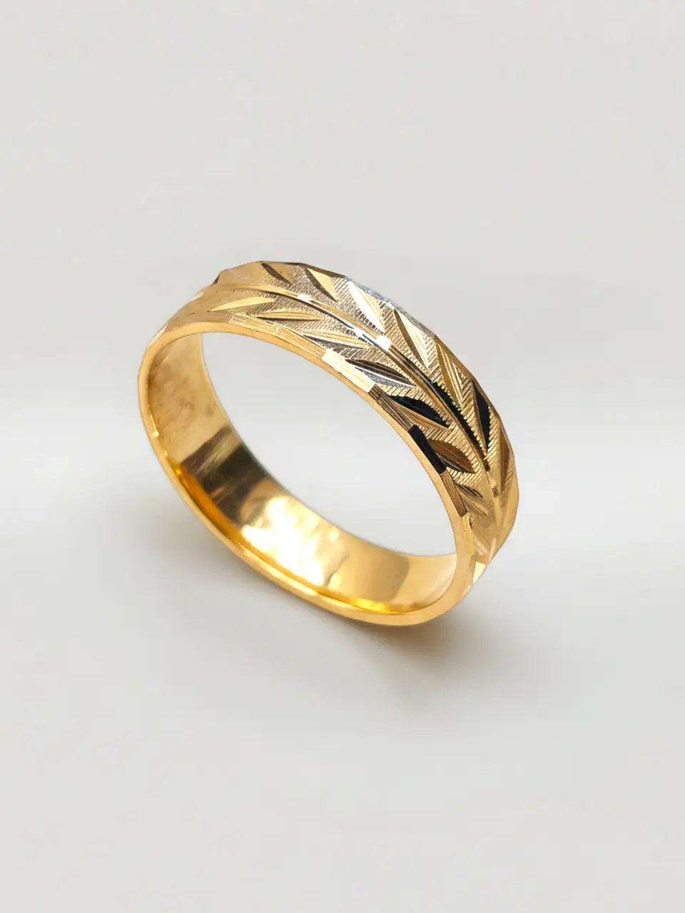 Argolla Individual Tallado Espiga 6 mm Oro 18k 5