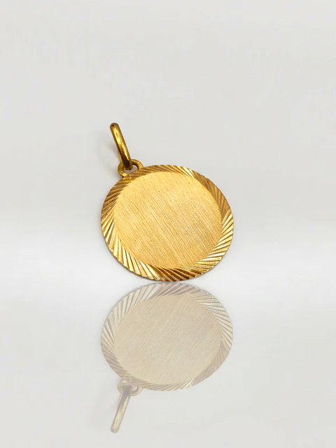 Colgante Disco Satín Distinción Oro 18k