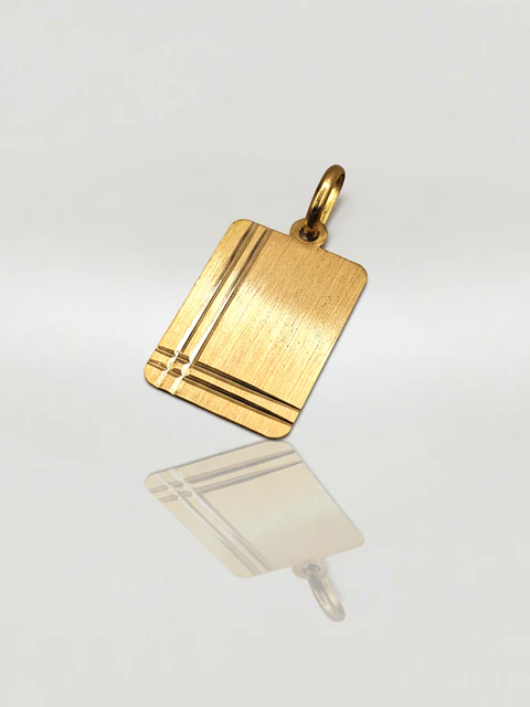 Colgante Placa Satín Identidad Oro 18k
