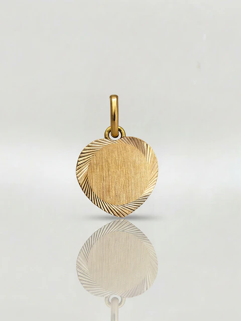 Colgante Disco Corazón Satín Oro 18k