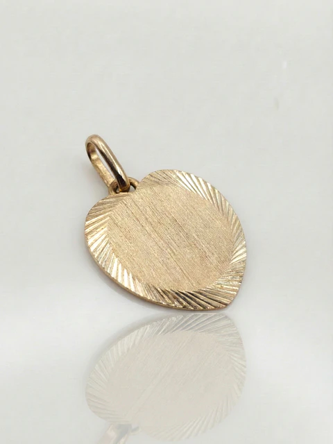 Colgante Disco Satín Corazón Dual Oro 18k
