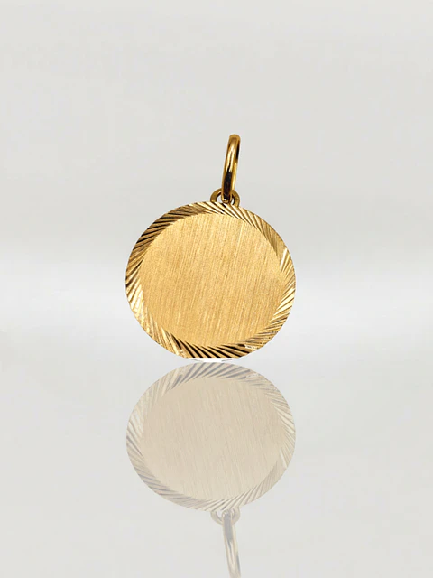 Colgante Disco Satín Majestuoso Oro 18k
