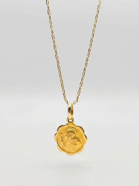 Cadena Protección Sagrada San Benito Oro 18k